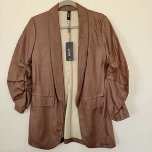 (Flawed Condition) VENTI6 3/4 Ruched Sleeve Blazer Size Large